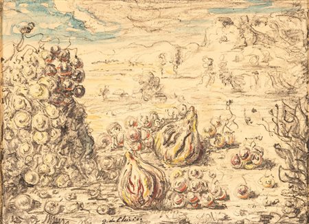 Giorgio De Chirico 1888 Volo (GR)-1978 Roma Vita silente di frutta in un...