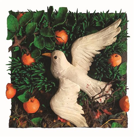 Piero Gilardi 1942 Torino-2023 Torino Colomba tra i rovi scultura in...