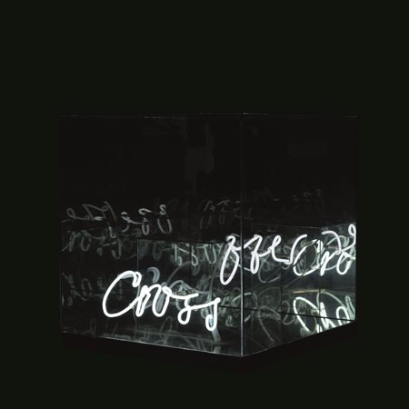 Brigitte Kowanz 1957 Vienna-2022 Vienna Cross over cubo di specchi e neon cm...