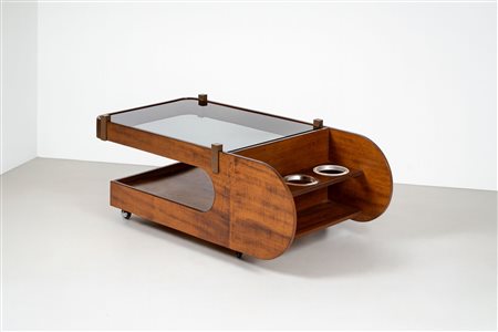 Tavolino bar in legno e alluminio