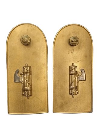  
Controspalline metalliche da ufficiale inferiore della MVSN prima metà XX sec.
 55x130 mm