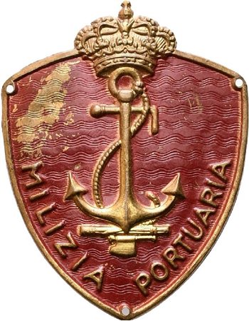  
Scudetto da milite della Milizia Portuaria prima metà XX sec.
 60x42 mm