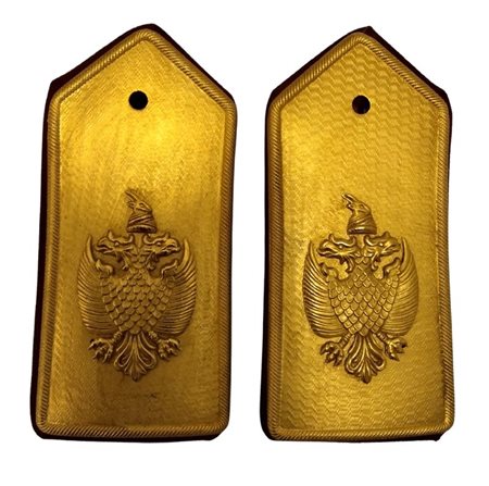  
Regno d'Italia e Albania, Coppia di controspalline metalliche prima metà XX sec.
 