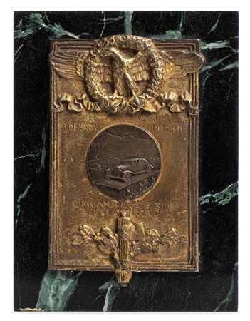  
Placca in bronzo, premio gara motociclistica prima metà XX sec.
 