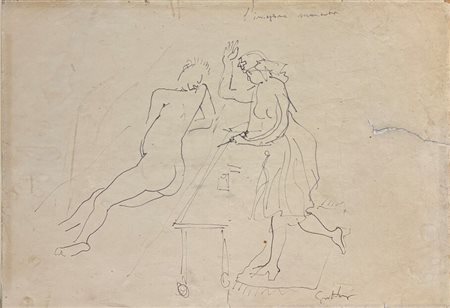 Renato Guttuso (1911 - 1987) Iniezione mancata china su carta 23 x 33 cm...