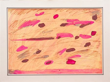 Giulio Turcato (1912 - 1995) Senza titolo tecnica mista materica su carta...