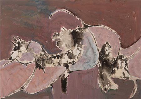 Raffaele Lippi (1911 - 1982) Senza titolo 1962 olio su carta 49,5 x 70 cm...