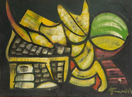 Amleto Pannocchia (1911 - 1987) Composizione olio su cartone 34 x 45,5 cm...