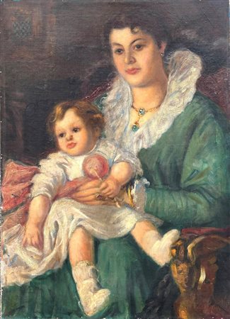 Armando Spadini (1883 - 1925) Ritratto di famiglia olio su tela 96 x71 cm...