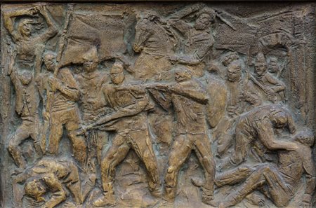 Assen Peikow (1908 - 1973) Scena di guerra 1962 bassorilievo in terracruda 16...