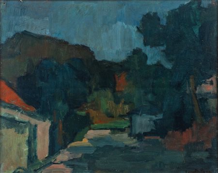 Domenico Cantatore (1906 - 1998) Paesaggio 1946 - 1947 Olio su tavola 40 x 50...