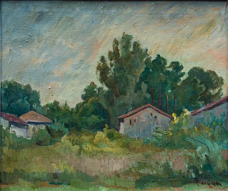 Raffaele De Grada (1885 - 1957) Paesaggio olio su tela 60 x 70 cm Opera...