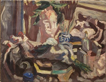 Carlo Levi (1902 - 1975) Natura morta con testa 1934 olio su tela 60 x 70 cm...