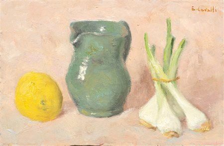 Emanuele Cavalli (1904 - 1981) Natura morta con limone olio su tavoletta 18 x...