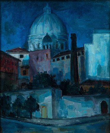 William Apap (1918 - 1970) Veduta di San Pietro da via delle Fornaci 1955...