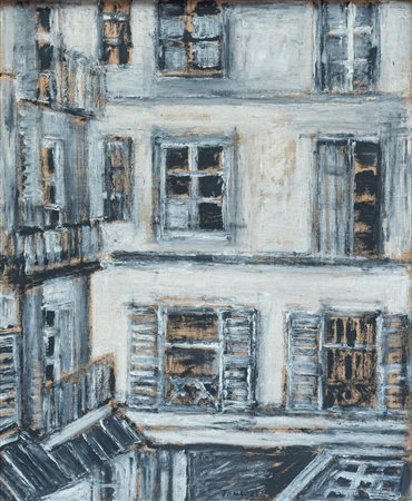 Orfeo Tamburi (1910 - 1994) Finestre bianche e nere 1964 olio su tela 47 x 38...