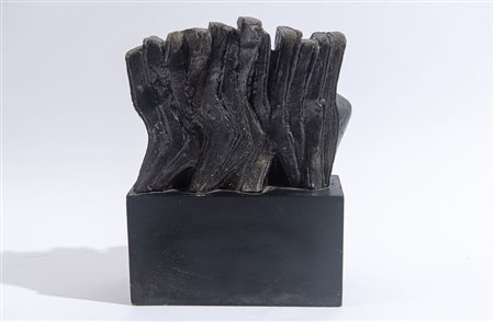 Salvatore Meli (1929 - 2011) Senza titolo ceramica dipinta 25 x 29 cm Base in...