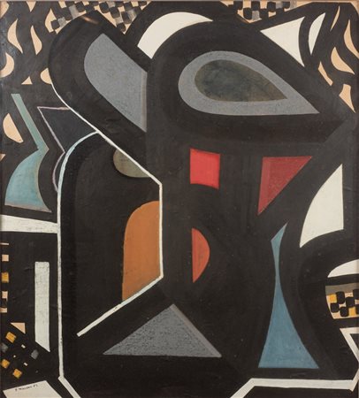 Patrizio Mercuri (1937 - ) Spazi di una brocca con fiore 1962 olio su tela 80...