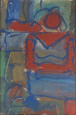 Luca Maria Patella (1934 - 2023) Figura femminile con braccia conserte olio...