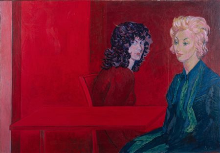 Aligi Sassu (1912 - 2000) La bionda e La Bruna 1958 - 1970 Olio su tela 80 x...