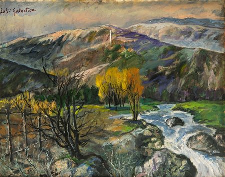Lucki Galaction (1906 - 2000) Paesaggio olio su tela 40 x 50 cm Opera firmata...