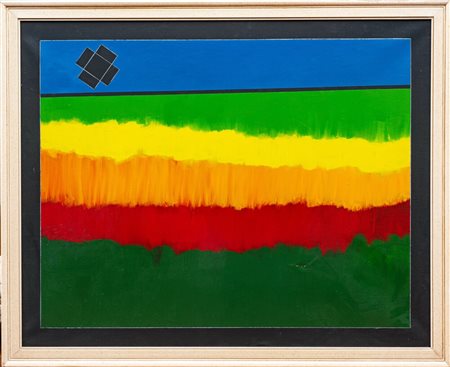 Franco Angeli (1935 - 1988) Paesaggio anni '80 del XX secolo tecnica mista su...