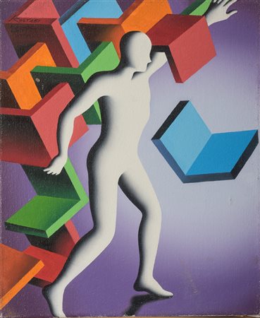 Mark Kostabi (Los Angeles, 1960 - ) Healing Geometry 2004 olio su tela 30 x...