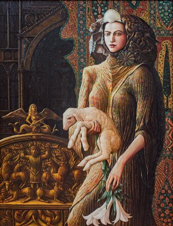 Alberto Abate (1946 - 2012) L'Immacolata concezione 1992 olio su tela 129 x...