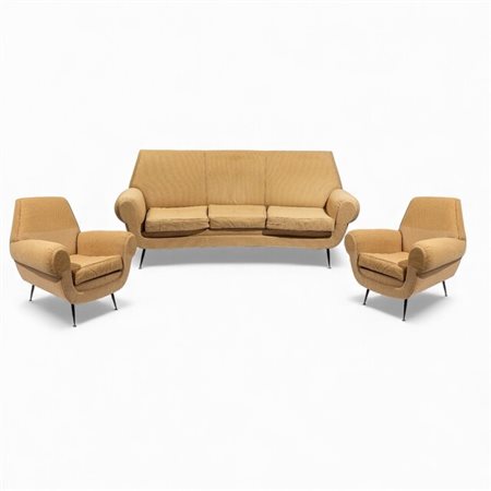 Gigi Radice (1924 - 2002) Coppia di poltrone e divano anni '50 del XX secolo...