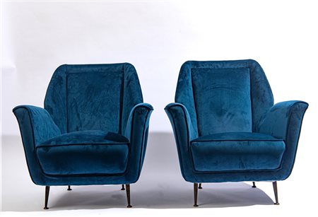 Isa Bergamo (XX secolo - ) Coppia di poltrone Anni '50 del XX secolo velluto...