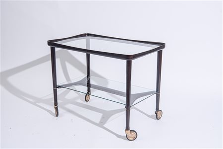 Ico Parisi (1916 - 1996) Carrello, mod. "48" 1952 legno e vetro molato H. 81...