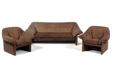 Mario Bellini (1935 - ) Coppia di poltrone e divano, mod. serie "Le Stelle"...