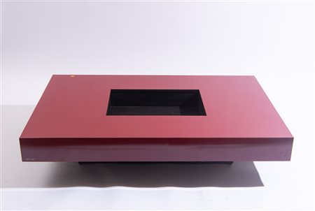 Willy Rizzo (1928 - 2013) Tavolino da salotto, mod. "Alveo" 1970 - 1980 legno...