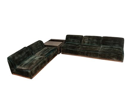 Giovanni Offredi (1927 - 2007) Divano modulare, mod. "P10 Proposals" velluto...