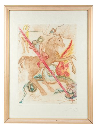 Salvador Dalì (Figueres, 11/05/1904 - Figueres, 23/01/1989) 
"Saint George and the Dragon" 
 Cm foglio: 76x56