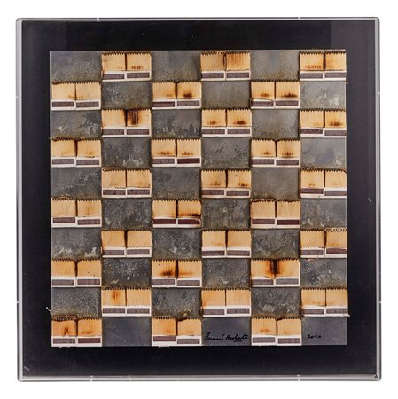 Bernard Aubertin (Fontenay-aux-Roses, 29/97/1934 - Reutlingen, 31/08/2015) 
"Fiammiferi bruciati su alluminio" 2010
Fiammiferi bruciati su alluminio Cm 50x50