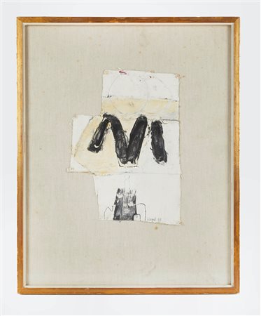 Wilhelm Wessel (Germania, 1904 - Germania, 1971) 
 "Senza titolo" 1961
 Tecnica mista (olio, inchiostro, pittura a spatola) e collage su tela Cm 69,5x47,5