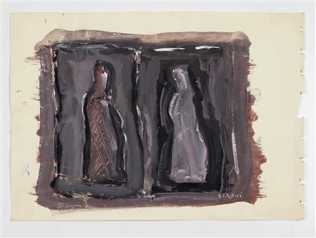Mario Sironi (Sassari, 12/05/1885 - Milano, 13/08/1961) 
"Figure" 
Tempera su carta Cm 29,5x42