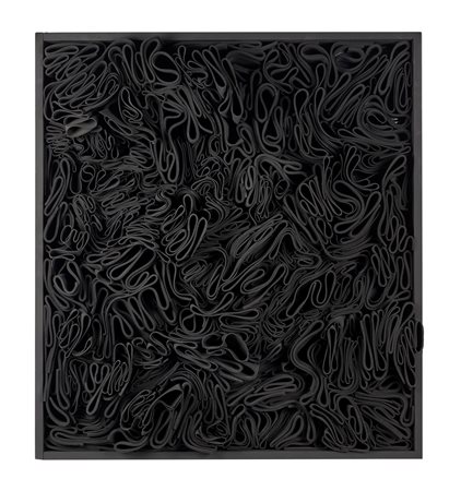 Francesca Pasquali (Bologna, 1980 - ) 
"Frappe" 2011
Neoprene nero su legno Cm 90x90x16