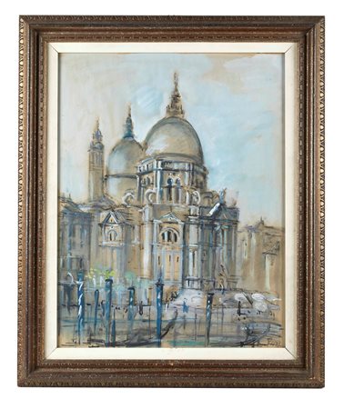 Filippo De Pisis (Ferrara, 11/05/1896 - Milano, 02/04/1956) 
"Venezia" fine anni '40
Acquerello su carta Cm 57,5x44,5