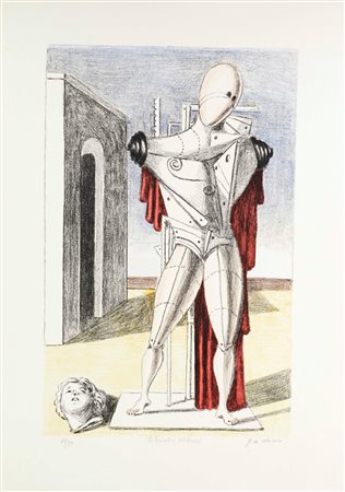 Giorgio De Chirico (Volo, 10/07/1888 - Roma, 20/11/1978) 
“Il trovatore solitario”, 1970
Litografia a 4 colori su carta Cm 70x53