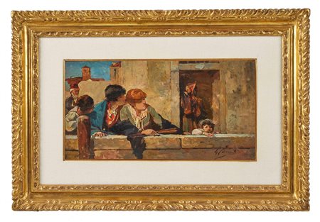 Raffaele Faccioli (Bologna, 1845 - Bologna, 1916) 
"Senza titolo" 1893
Olio su tavola Cm 15x28,5