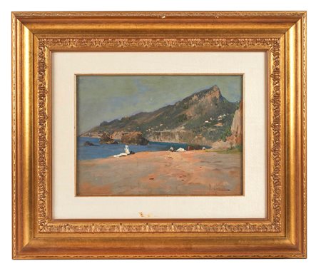 Vincenzo Caprile (Napoli, 1856 - Napoli, 1936) 
 "Paesaggio" 1941
 Olio su tavola Cm 23,5x32,5