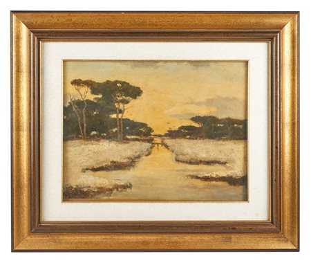 Luigi Bertelli (San Lazzaro di Savena, 27/12/1833 - Bologna, 23/01/1916) 
"Nevicata" 
Olio su tela Cm 37x48