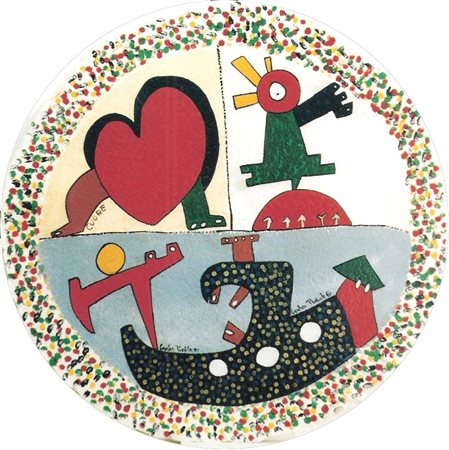 PUENTES CARLOS Santander (Spagna) 1932 Cuore 2000 Acrilico su carta...