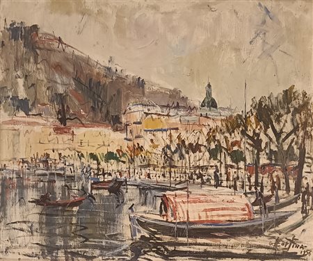 CORTINA ANGELO Trichiana (Bl) 1921 Como Lungo lago 1956 Olio su tela...