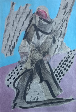 DANGELO SERGIO Milano (Mi) 1932 Gigante in moto Mista e collage su carta...