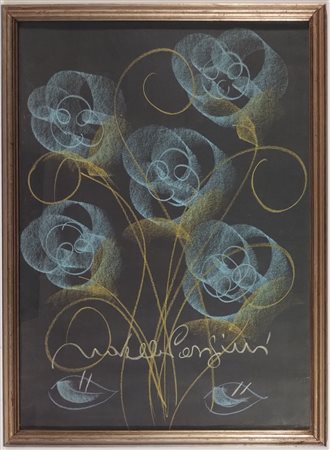 PARIGINI NOVELLA Chiusi (Roma) 1921 Senza Titolo Pastello su cartoncino nero...