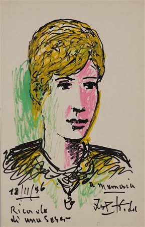 KODRA IBRAHIM Ishëm (Albania) 1918 Senza Titolo Pennarelli su cartoncino...