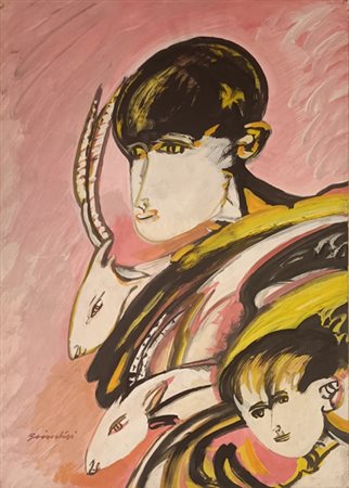 BRINDISI REMO Roma (Roma) 1918 Pastorale 1982 Tempera su carta intelata...